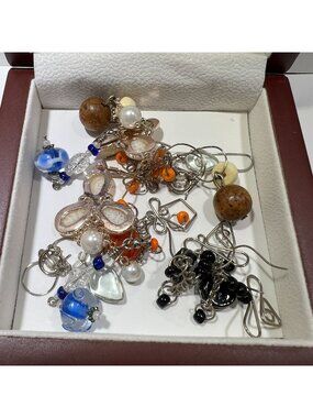 6 Pairs Multicolor Beaded & Wooden Earrings Set